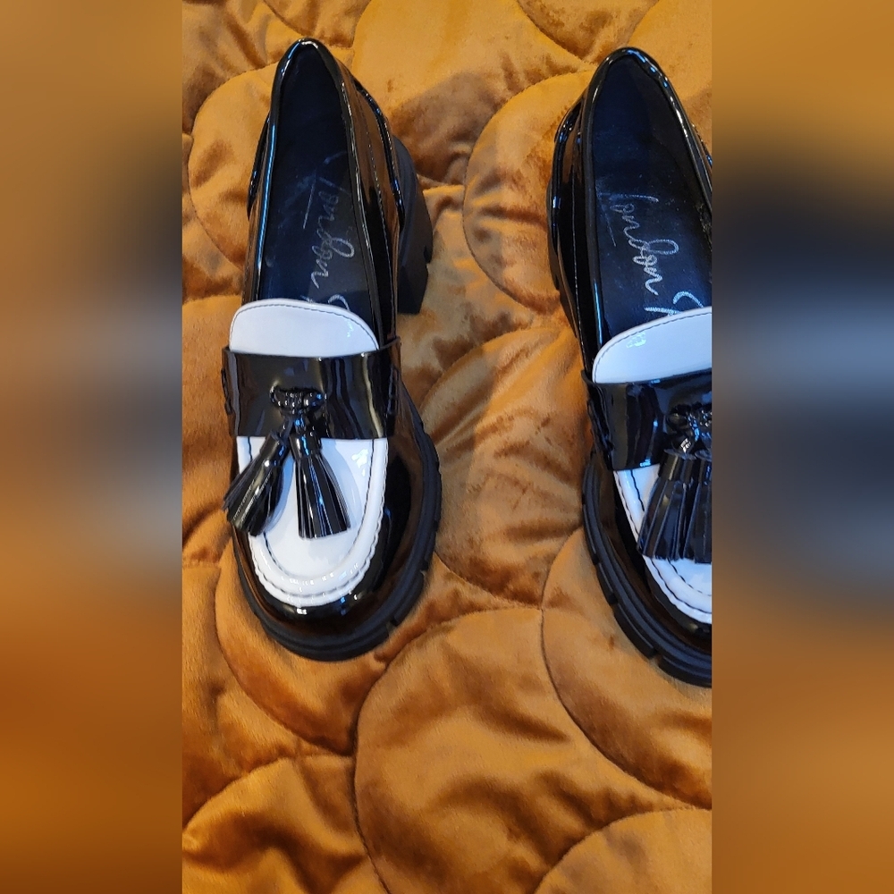 London Rag Platform Loafers sz37/ 6US Womens Y2K Grunge Dark Academia Preppy - Picture 3 of 15